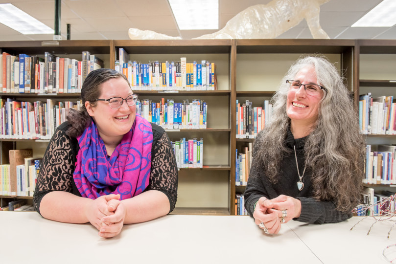 lisa and llibrarian seated