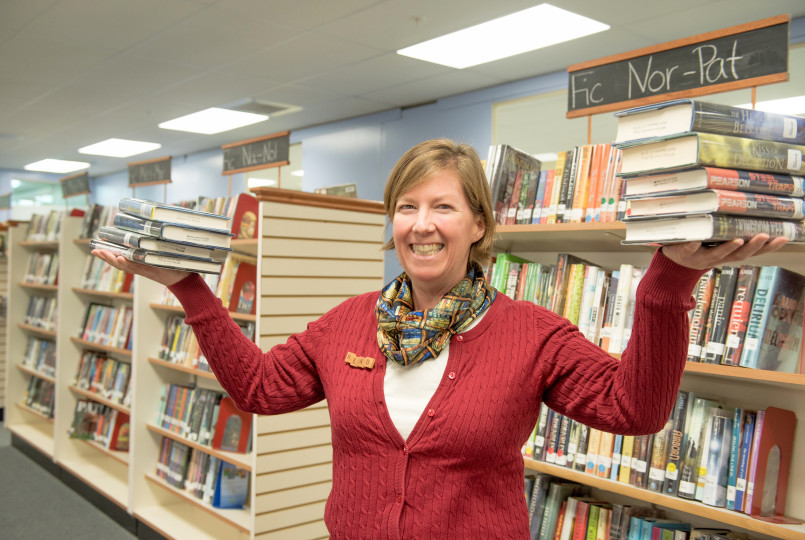 Karen McCalla balancing books