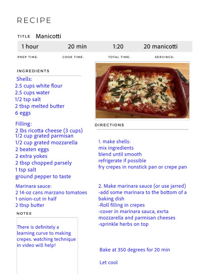 manicotti crepes