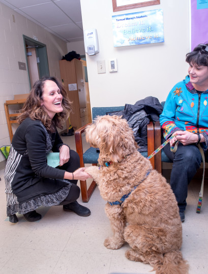 Tracy with golden doodle