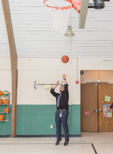 Nico shooting hoops